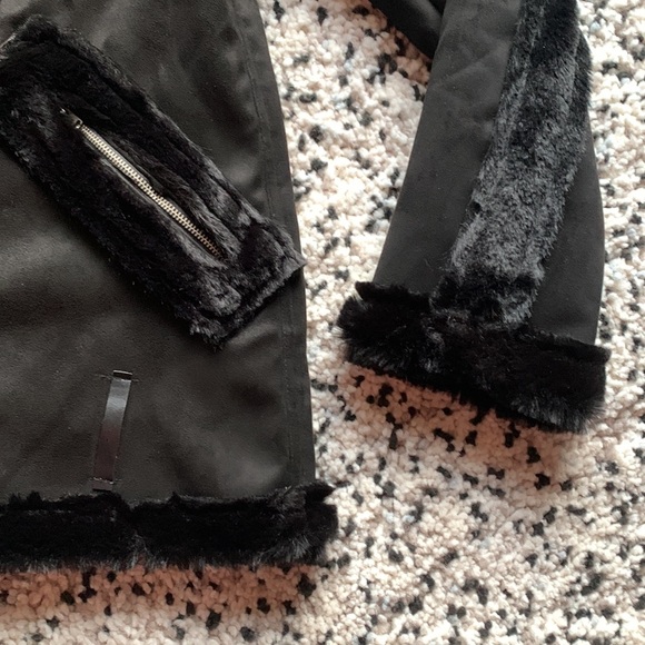 Beach Riot Jacket Black Faux Fur Lined Diagonal Zip BR1468 Women's Size Large - Picture 7 of 14